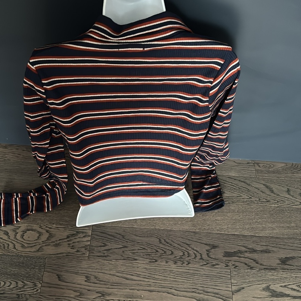 Vintage rugby cropped knit long sleeve top Sz M - Picture 4 of 8